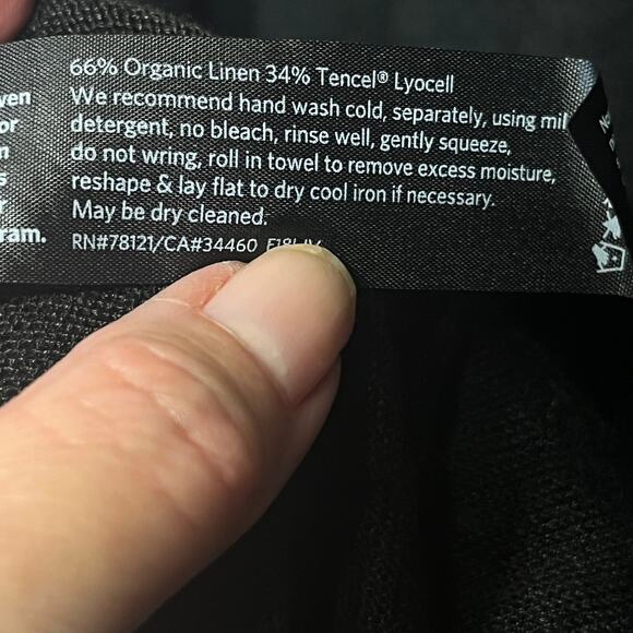 Eileen Fisher Sweater Organic Linen Blend Black Open Front Thin Knit Cardigan XL - Picture 5 of 5